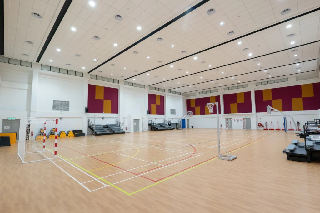 The indoor basketball court at Concord College International School Malaysia.