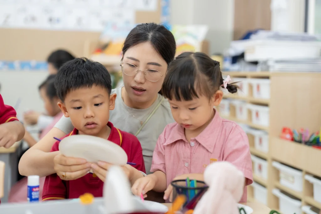 Parents and students take part in a STEAM activity together at Concord College.