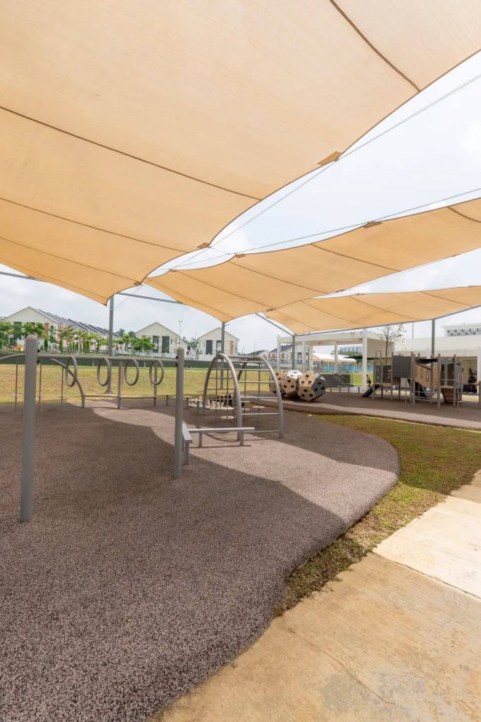 Shade sails over the Primary playground.